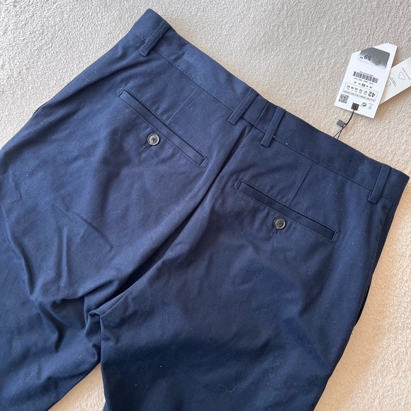NWT Zara Slim Stretch Chino Pants 32 Navy Blue - Picture 8 of 11